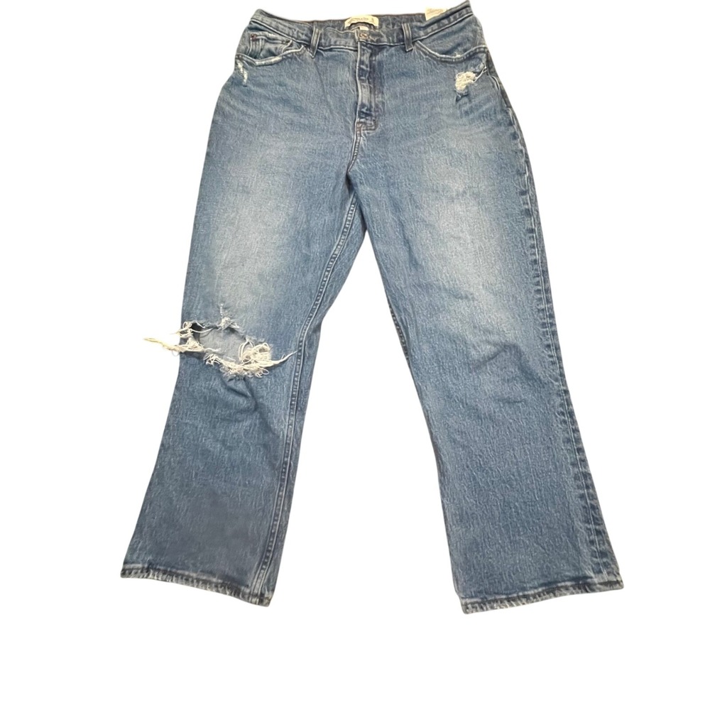 Abercrombie & Fitch Curve Ultra High Rise Kick Flare Distressed Jeans 31/12R